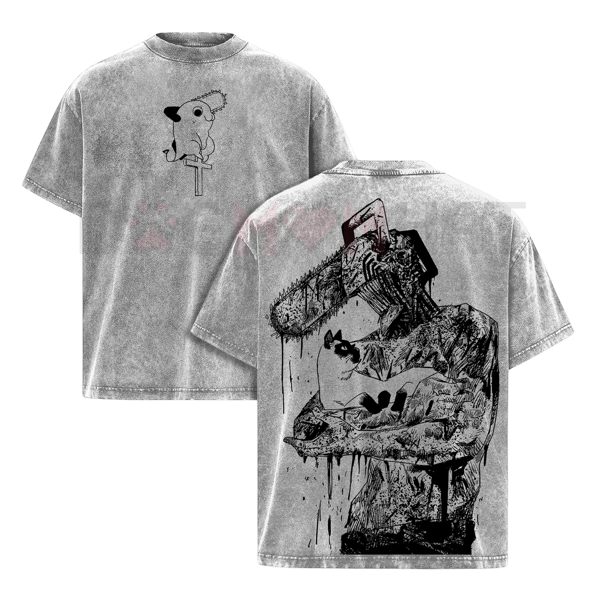 Chainsaw Man Denji T-Shirt – Vintage Washed Oversized Heavy Cotton Tee