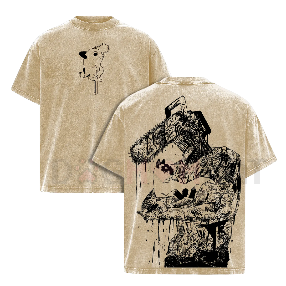 Chainsaw Man Denji T-Shirt – Vintage Washed Oversized Heavy Cotton Tee
