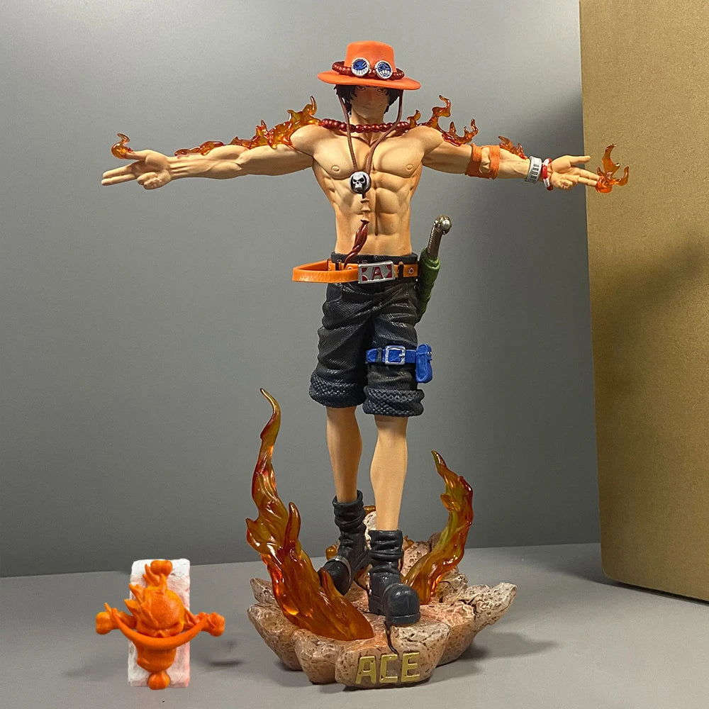 Portgas D. Ace Figure, Iconic Anime Cross Pose One Piece Action Figurines PVC Statues Collectible 28 cm