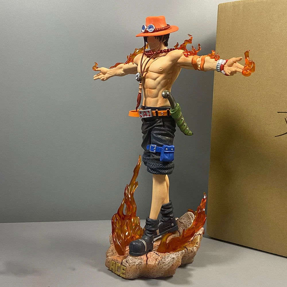 Portgas D. Ace Figure, Iconic Anime Cross Pose One Piece Action Figurines PVC Statues Collectible 28 cm