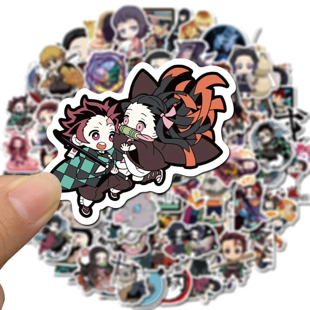 100Pcs Demon Slayer Japanese Anime Stickers Graffiti Skateboard Refrigerator Decorated Notebook Luggage Waterproof Sticker