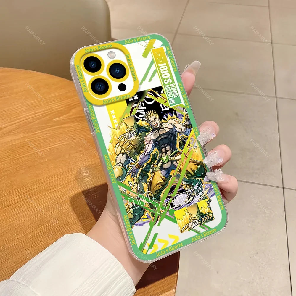 JoJos Bizarre Adventure Anime Phone Case for iPhone 12 11 13 14 15 16 Max Pro Plus Transparent Bezel Cover