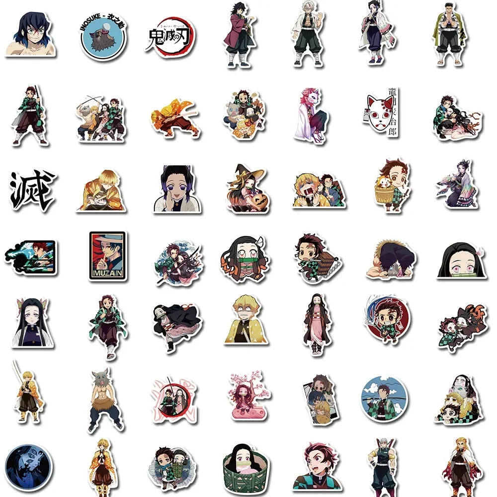 100Pcs Demon Slayer Japanese Anime Stickers Graffiti Skateboard Refrigerator Decorated Notebook Luggage Waterproof Sticker